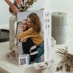 Minimal Typography Photo Save The Date QR Code Invitation