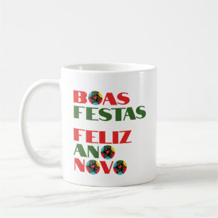 Minimal Typography Portuguese Christmas Greetings Coffee Mug