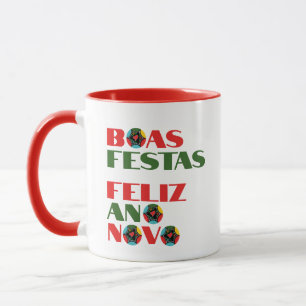 Minimal Typography Portuguese Christmas Greetings Mug
