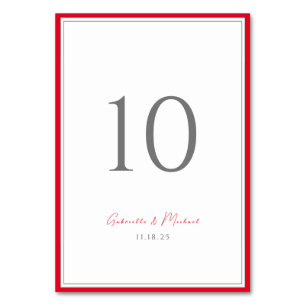 Minimal Typography Timeless Elegant Cherry Red  Table Number