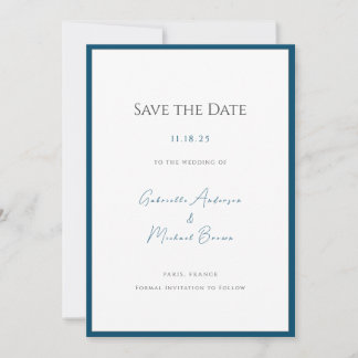 Minimal Typography Timeless Elegant Teal Wedding  Save The Date