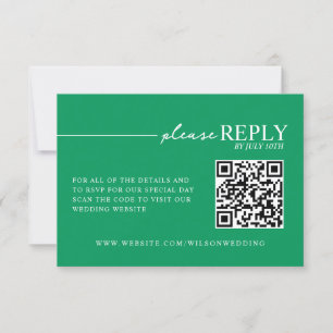 Minimal Typography Tropical Green QR RSVP Card
