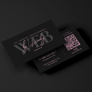 Minimal UI UX Web Designer Pink Black Developer Business Card