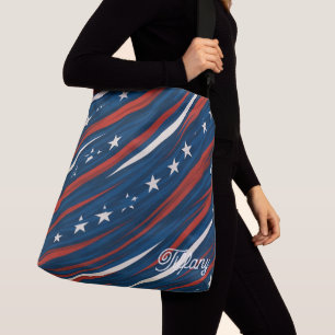 Minimal USA Flag Stripe Pattern Women's Crossbody Bag