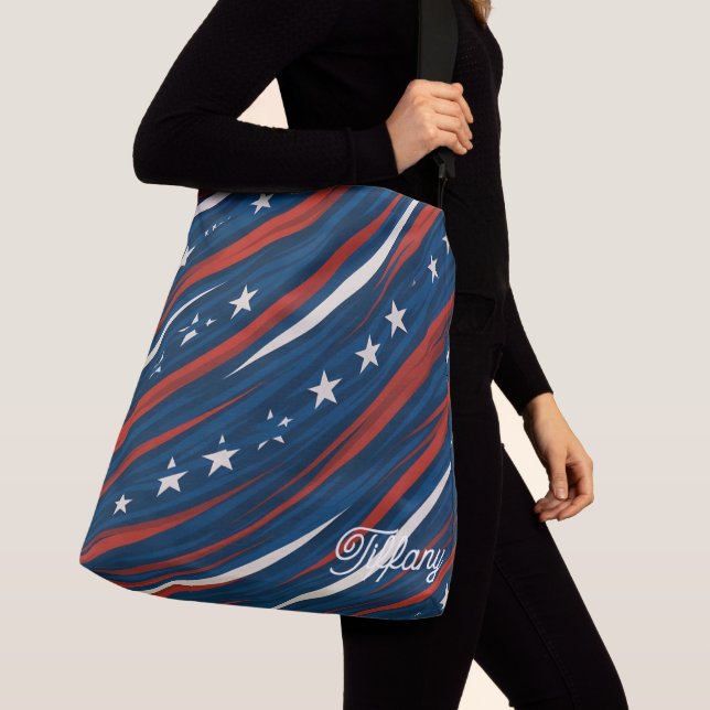Minimal USA Flag Stripe Pattern | Women's  Crossbody Bag (Close Up)