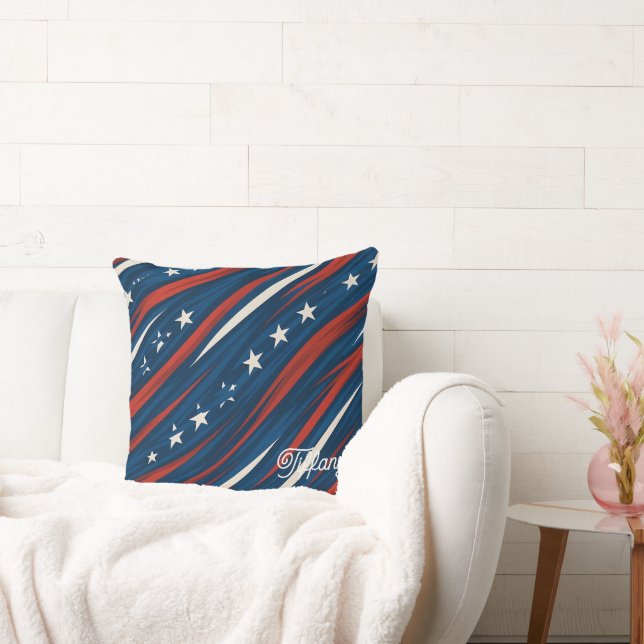Minimal USA Flag Stripe Pattern | Women's  Cushion (Couch)