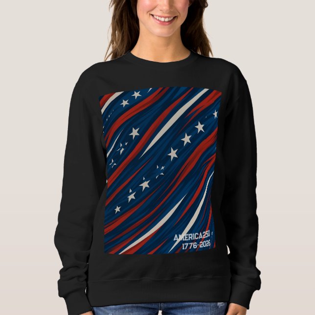 Minimal USA Flag Stripe Pattern | Women's  Sweatshirt (Front)