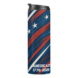 Minimal USA Flag Stripe Pattern Women's Thermal Tumbler