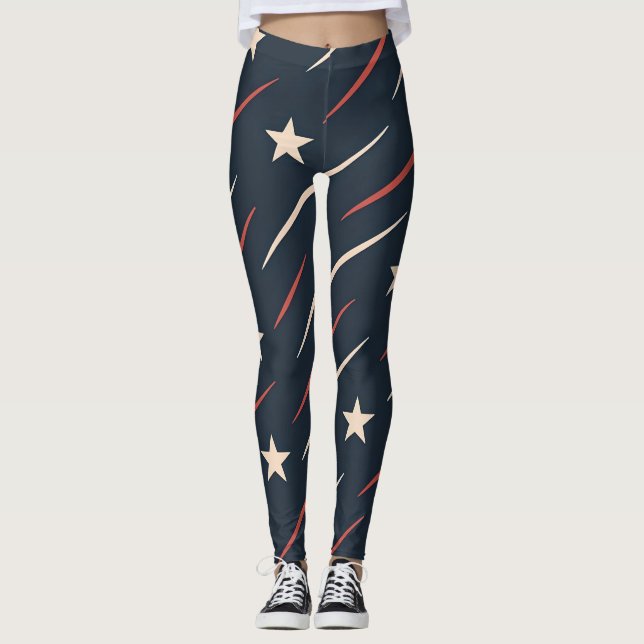 Minimal USA Wave Pattern | Women's Leggings (Front)