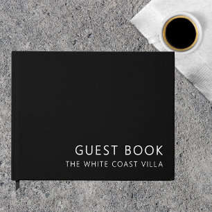 Minimal Vacation Rental QR Code Comments Black Guest Book