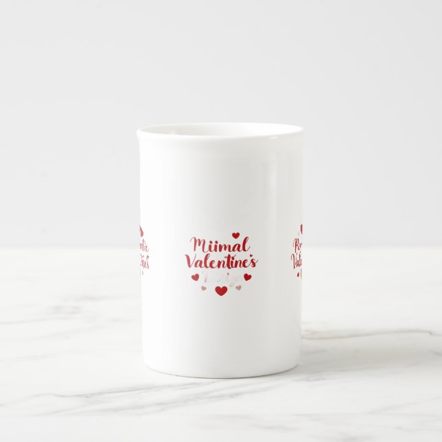 Minimal Valentine’s Day Love Typography Design | R Bone China Mug (Front)