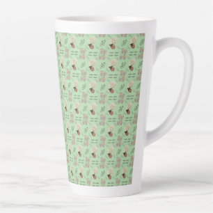Minimal vase, feathers and floral boho art- latte mug
