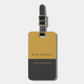 Minimal Vertical Professional Mustard Charcoal Luggage Tag