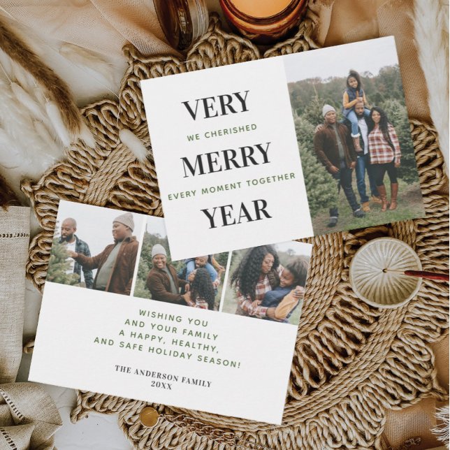 Minimal Very Merry Year Photo Christmas Cards (Creator Uploaded)