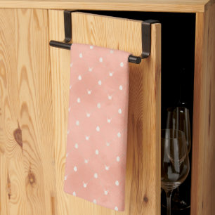 Minimal Vintage Bunny Eggs Pastel Peach Easter Tea Towel