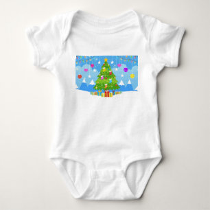 Minimal vintage christmas presents pine tree decor baby bodysuit