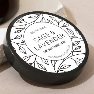 Minimal Vintage Floral Candle Jar Lid Round Label