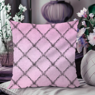 Minimal Vintage Floral Pattern Light Lavender Cushion