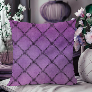 Minimal Vintage Floral Pattern Purple Cushion