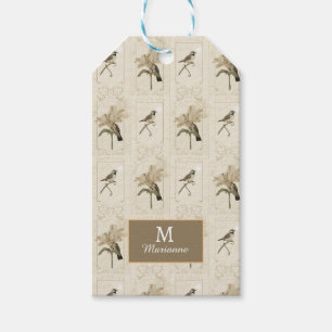 Minimal Vintage Lily Bird Elegant Antique Gift Tags