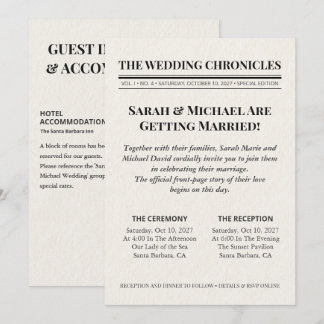 Minimal Vintage Newspaper Wedding Invitation