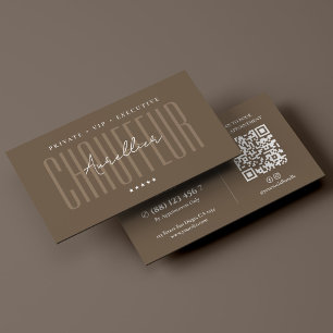 Minimal VIP Private Driver Chauffeur Brown Business Card