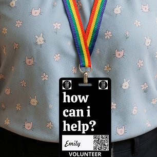 Minimal Volunteer Lanyard Badge Logo & QR code ID Badge
