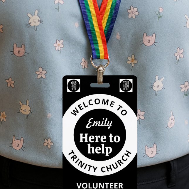 Minimal Volunteer Lanyard Badge Logo & QR code ID Badge (Creator Uploaded)