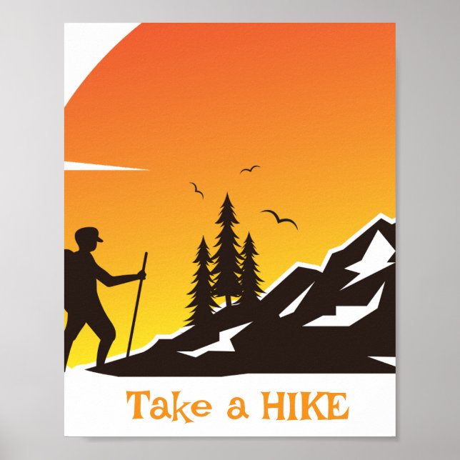 Minimal Wall Art Poster | take a hike (Cute Retro) (Front)