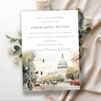 Minimal Washington DC, USA Watercolor Baby Shower