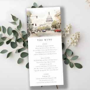 Minimal Washington DC Watercolor Menu Card