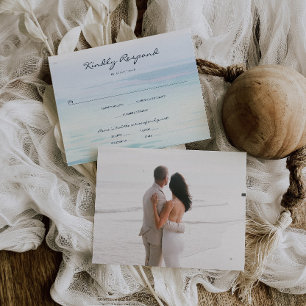 Minimal Watercolor Beach Wedding RSVP Card
