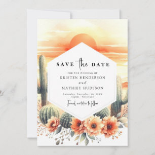 Minimal Watercolor Cactus Wedding Save The Date