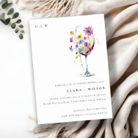 Minimal Watercolor Flora Wine Glass Coupler Shower