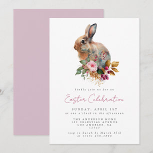 Minimal Watercolor Floral Easter Party Invitation