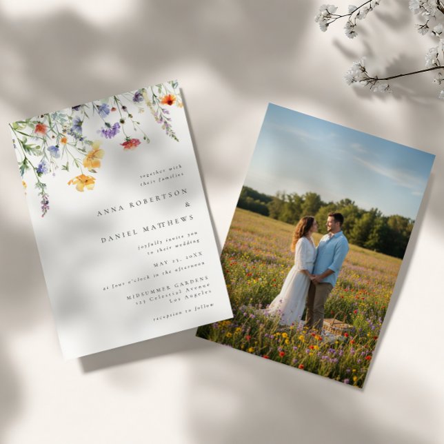 Minimal Watercolor Floral Wedding Invitation (Creator Uploaded)