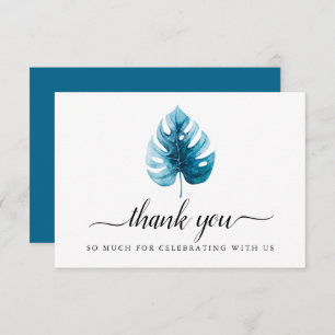 Minimal Watercolor Monstera Leaf Thank You Card