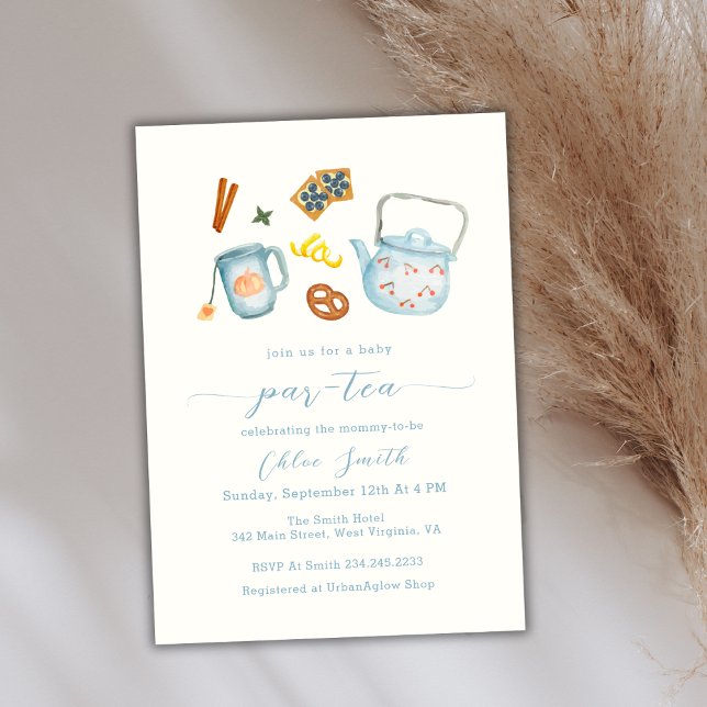 Minimal Watercolor Par-Tea Baby Shower Invitation (Minimal Watercolor Par-Tea Baby Shower Invitation)