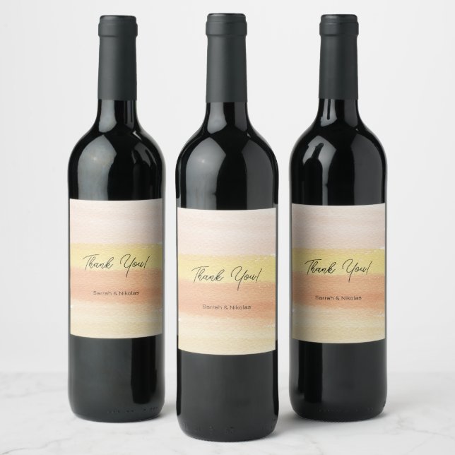 Minimal Watercolor Terracotta Monogrammed Wine Label (Bottles)