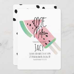 Minimal Watercolor Watermelon Confetti Seeds Invitation