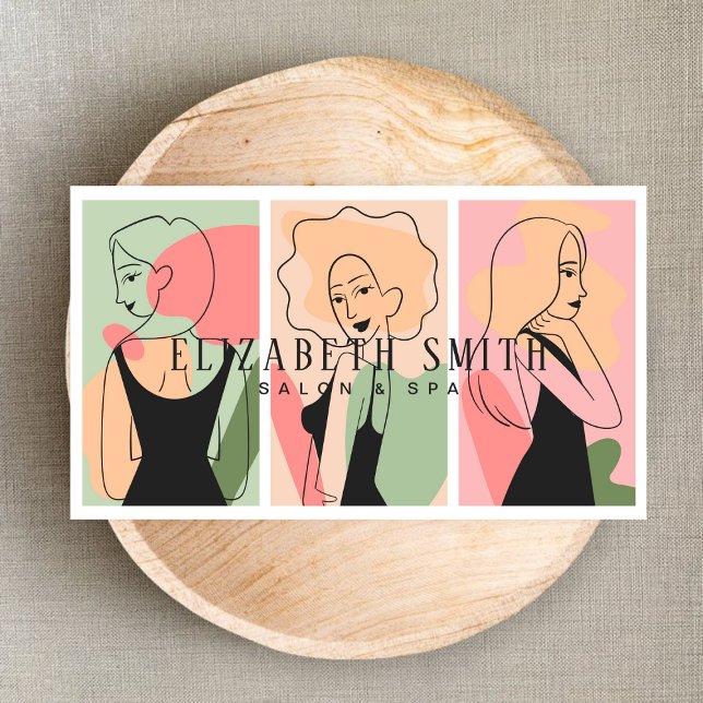 Minimal Watercolor Women Photo  Salon & Spa Pink  Business Card (Creator Uploaded)