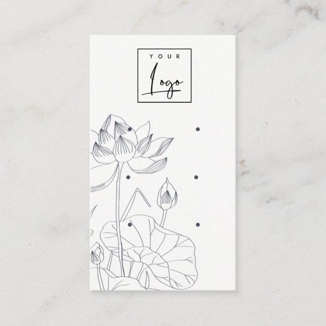 Minimal Waterlily Floral Sketch 3 Earring Display Business Card (Front)