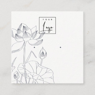 Minimal Waterlily Floral Sketch Earring Display Square Business Card