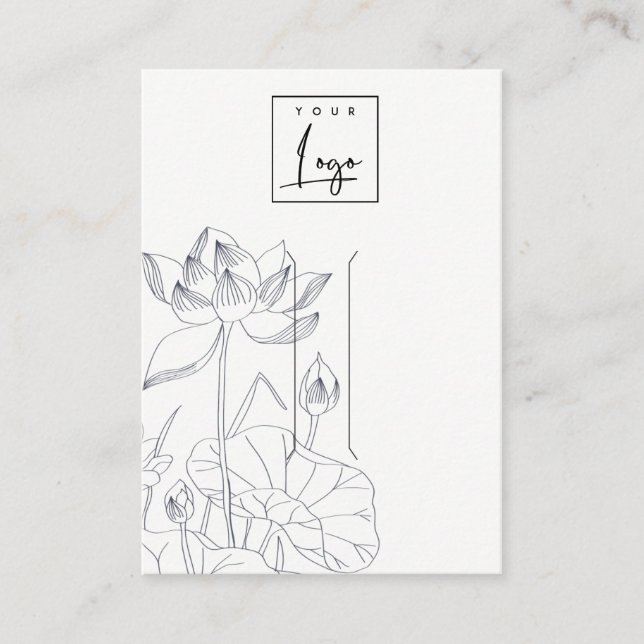 Minimal Waterlily Floral Sketch Hair Clip Display Business Card (Front)