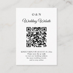 Minimal Wedding Black and White QR Code RSVP Enclosure Card
