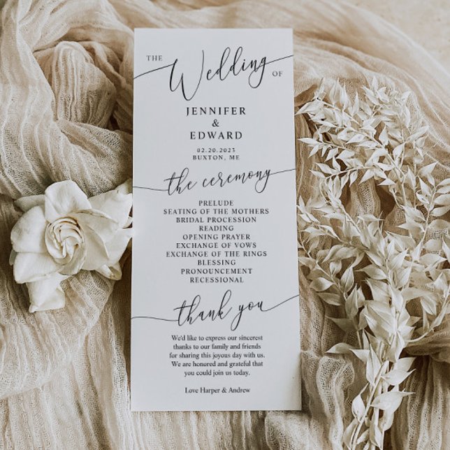 Minimal Wedding Ceremony Program Programme (Creator Uploaded)