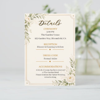  Minimal Wedding details Gold Enclosure Cards