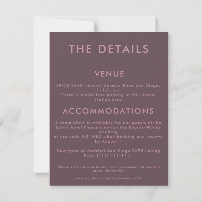 Minimal Wedding Details Invitation (Front)