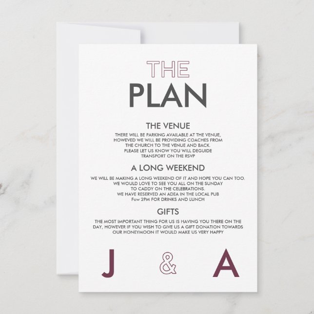 Minimal Wedding Details Invitation (Back)