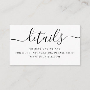 Minimal Wedding Details + QR Code Simple Script Enclosure Card